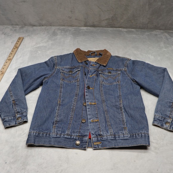 Wrangler Jackets & Blazers - Wrangler Jacket Women Large Blue Denim Flannel Lined Rugged Classic Jean Trucker
